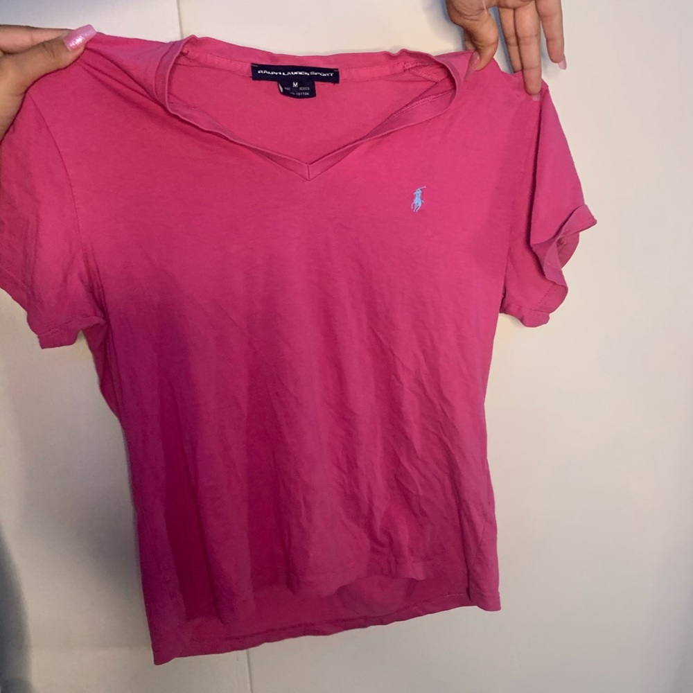 pink polo shirt